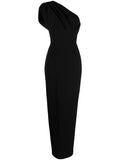 Rachel Gilbert Winnie One Shoulder Gown Dress — Black — Size XS — Front View