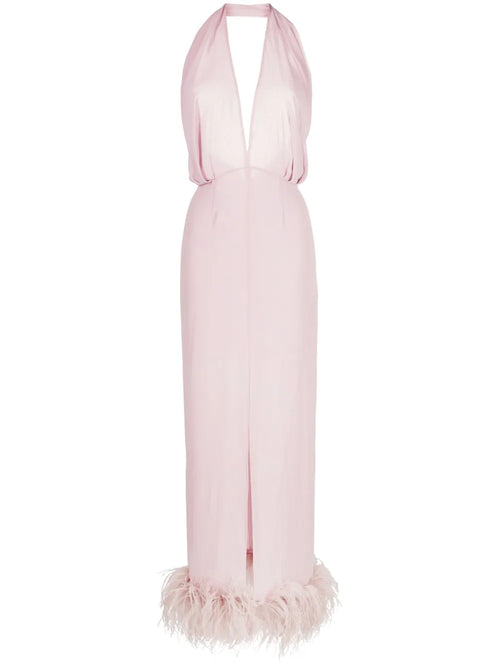 16Arlington Isolde Feather Trim Halterneck Dress — Same as shown — Size XS — Front View