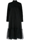 Noir Kei Ninomiya High Neck Tulle Overlay Midi Dress — Black — Size XS — Front View