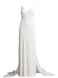 Tadashi Shoji Miramar Lace Bridal Gown — White/ Ivory — Size XS — Front View