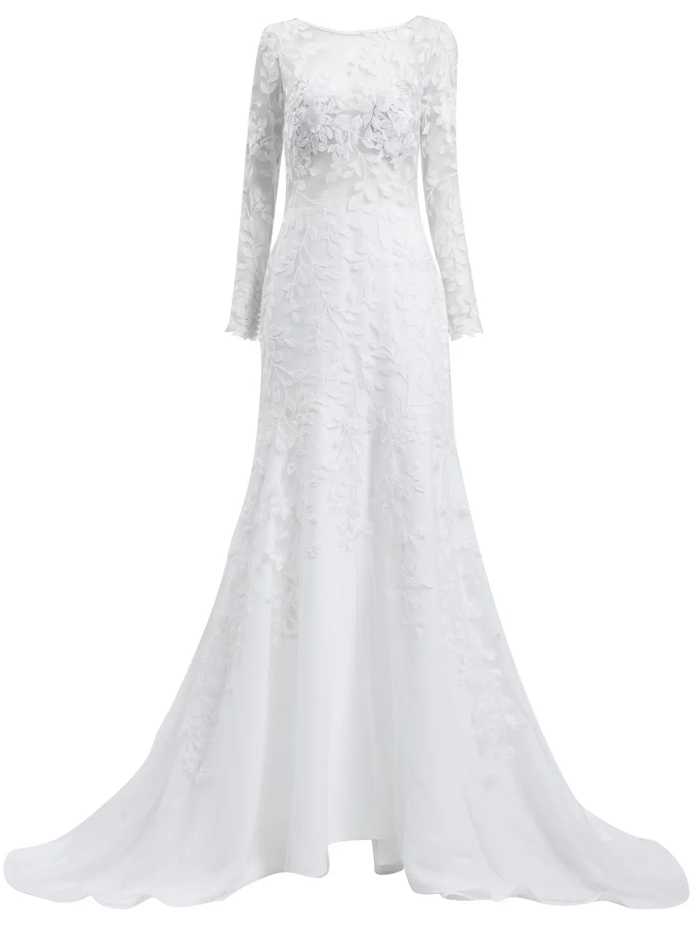 Tadashi Shoji Holden Embroidered Mermaid Gown — White/ Red/ Ivory — Size XS — Front View