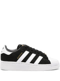 adidas Superstar Xlg Suede Leather Sneakers — Black/White/Gold-Tone — Size US M 9.5 - US W 11 — Front View