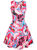 Philipp Plein Colorful Circus Flared Dress — Red/ Pink — Size XS — Front View