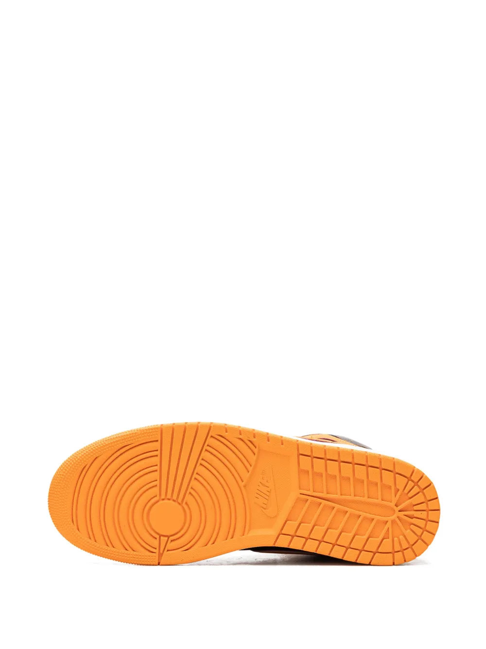 Air Jordan 1 Mid Black Orange Sneakers — Black/Orange — Size US M 9.5 - US W 11 — Top View