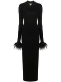 Manuri Cindy Square Neck Long Dress — Black/ Gold — Size XS — Front View