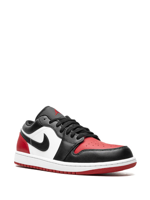 Air Jordan 1 Low Bred Toe Sneakers — White/Black/Red — Size US M 10.5 - US W 12 — Side View