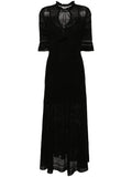 Zadigvoltaire Memphis Pointelle Knit Maxi Dress — Black/ Red — Size XS — Front View