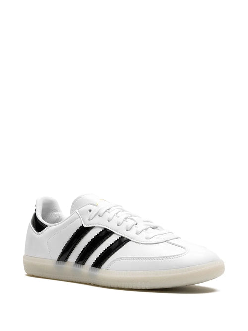 adidas X Jason Dill Samba Patent-Leather Sneakers — White/Black — Size US M 5 - US W 6.5 — Side View