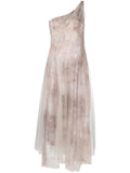 Ralph Lauren Collection Bristowe One Shoulder Asymmetric Dress — Red/ Purple — Size XS — Front View