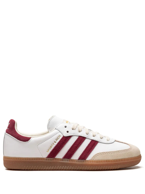 adidas X Sporty & Rich Samba Og Sneakers — White/Burgundy/Ecru — Size US M 9 - US W 10.5 — Front View