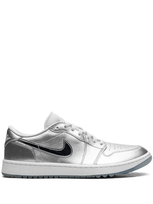 Air Jordan 1 Low Golf Gift Giving Sneakers — Silver-Tone — Size US M 9.5 - US W 11 — Front View
