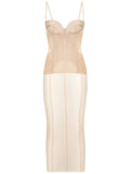 Dolce Gabbana Sheer Tulle Bustier Dress — Beige — Size XS — Front View