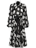 Dolce Gabbana Polka Dot Print Dress — Black/ White/ Red — Size S — Front View