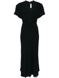 Victoria Beckham Gathered Detail Dress — Black/ Red — Size XS — Front View