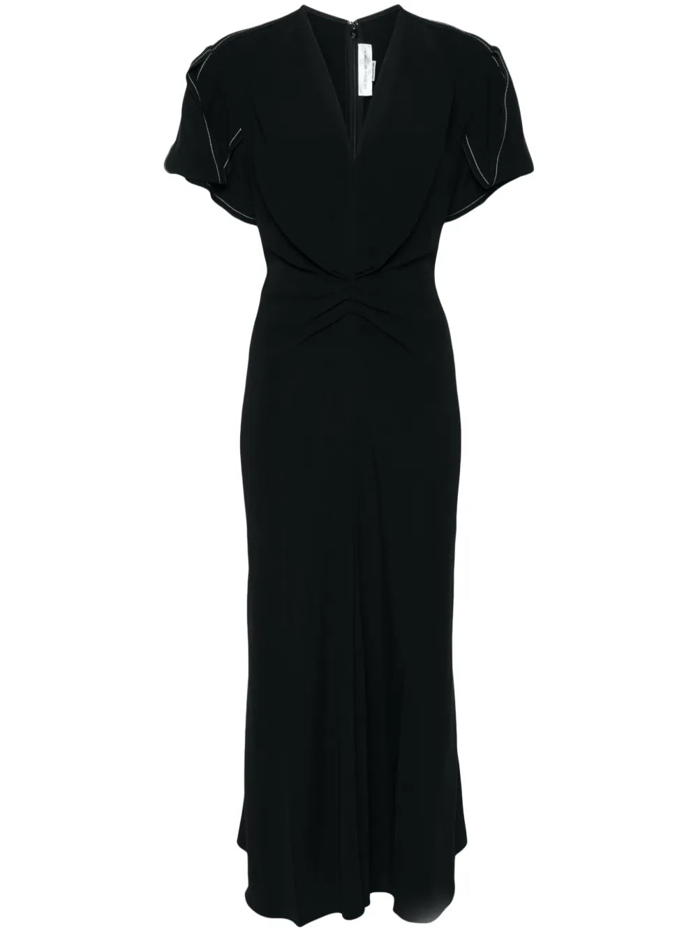 Victoria Beckham Gathered Detail Dress — Black/ Red — Size XS — Front View