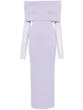 Manuri Off Shoulder Fine Knit Dress — Purple — Size S — Front View