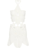 Cult Gaia Floreana Panelled Knit Dress — White/ Gold — Size XS — Front View
