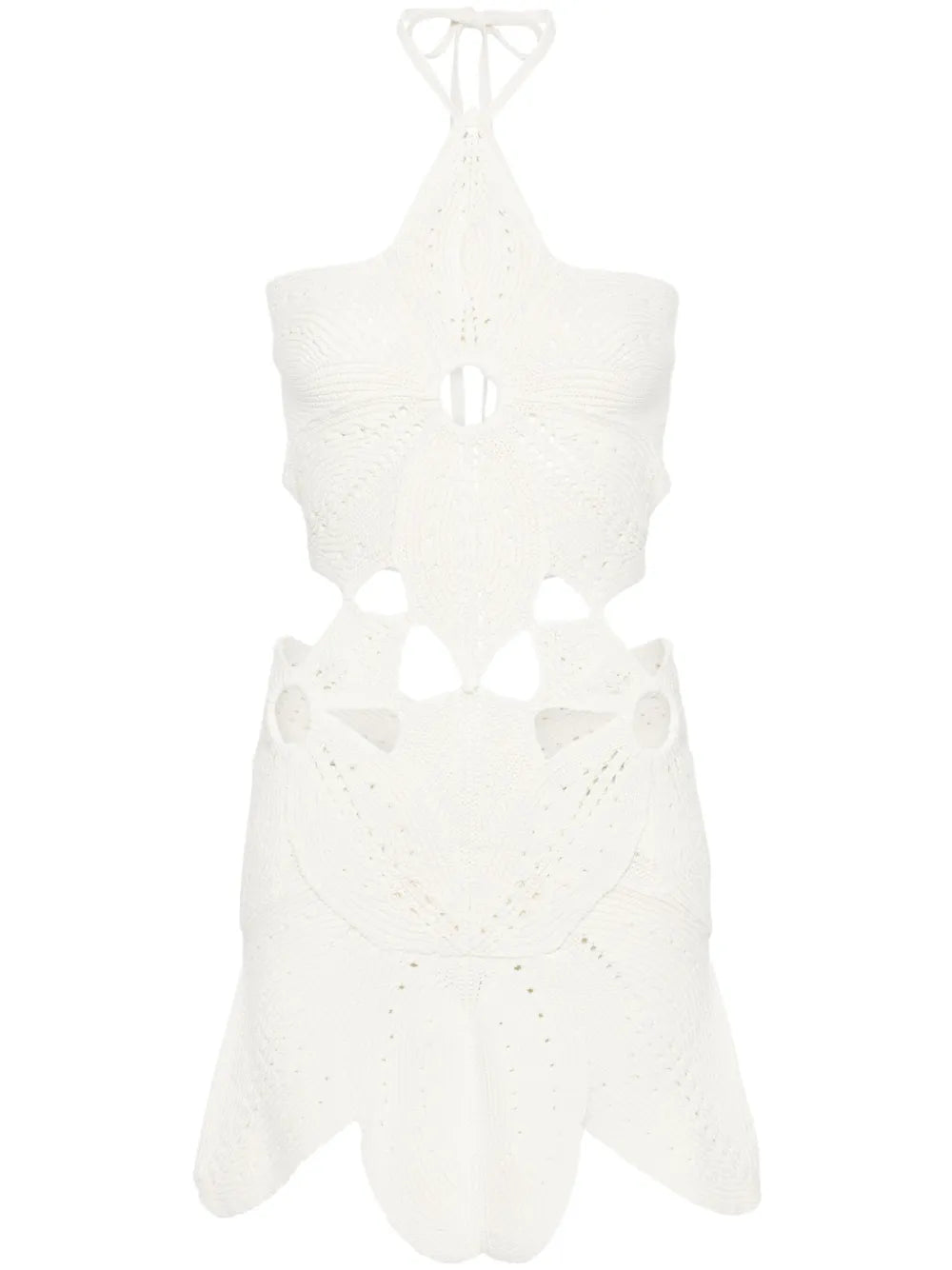 Cult Gaia Floreana Panelled Knit Dress — White/ Gold — Size XS — Front View