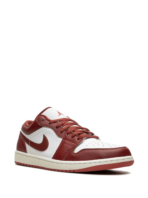 Air Jordan 1 Low Se Dune Red Sneakers — White/Dark Red — Size US M 9.5 - US W 11 — Side View