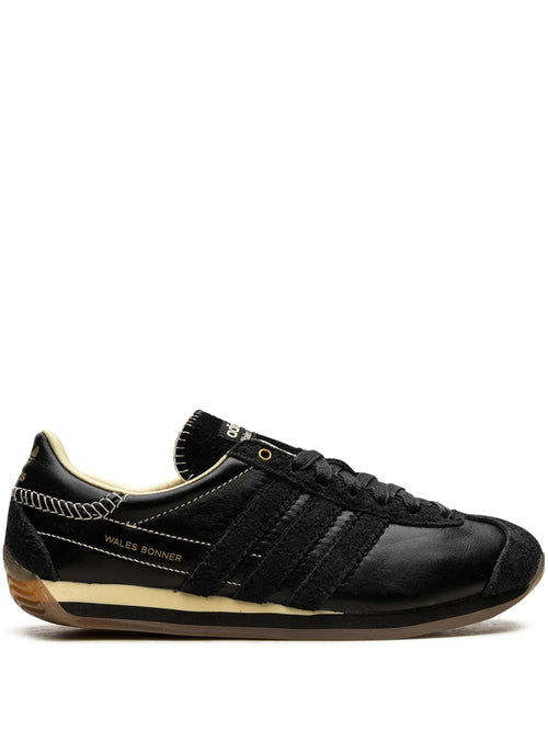 adidas X Wales Bonner Country Core Black/Easy Yellow Sneakers — Black/Pastel Yellow/Suede — Size US M 9 - US W 10.5 — Front View