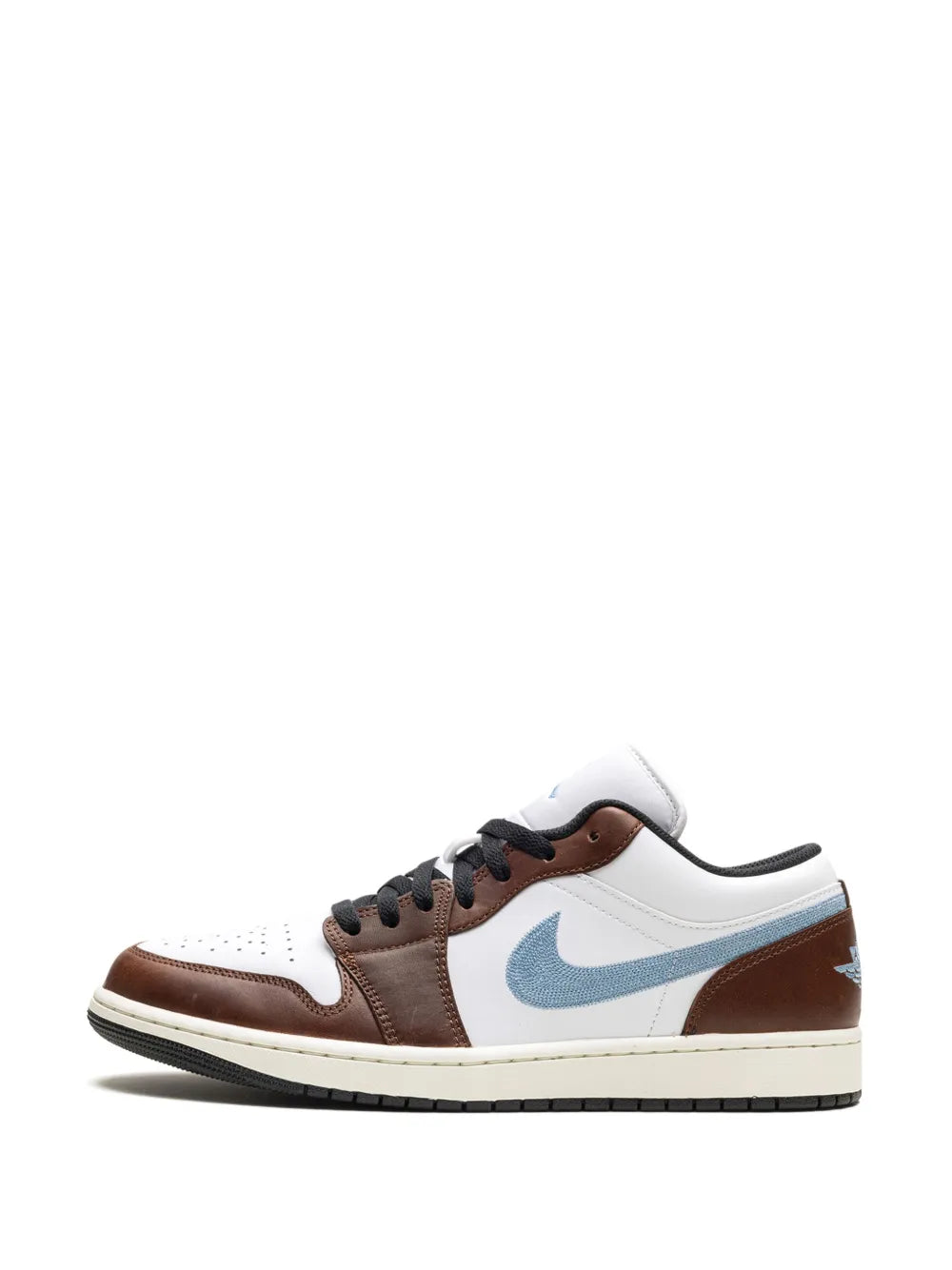 Air Jordan 1 Low Se Pacific Moss Sneakers — White/Brown/Light Blue — Size US M 11.5 - US W 13 — Lifestyle View