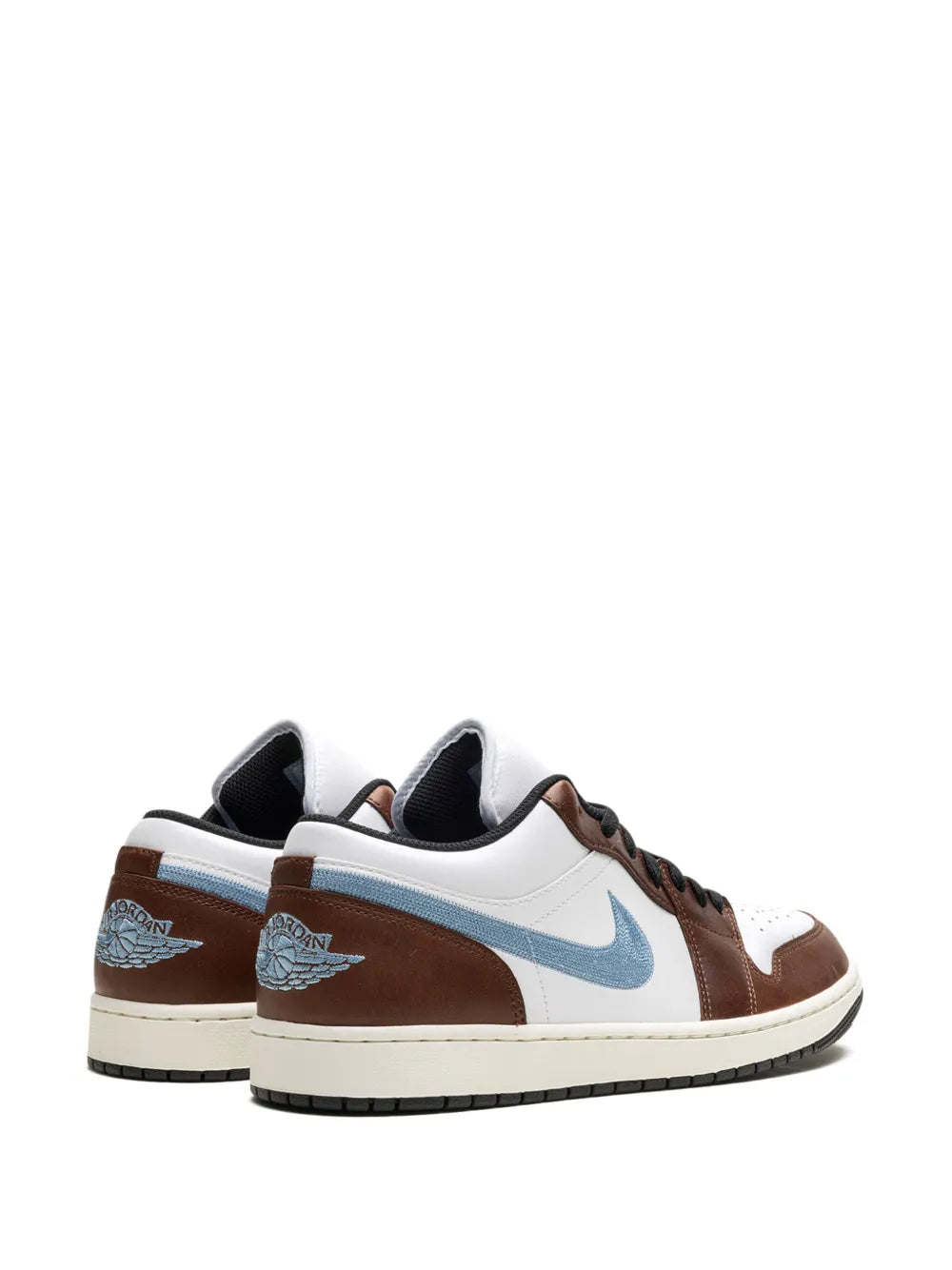 Air Jordan 1 Low Se Pacific Moss Sneakers — White/Brown/Light Blue — Size US M 11.5 - US W 13 — Back View