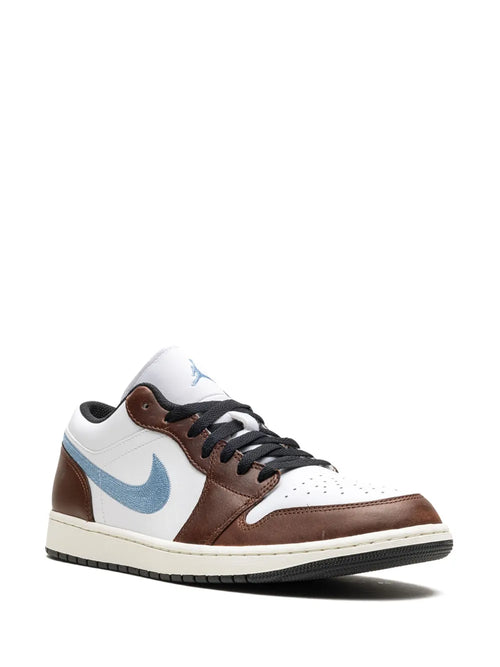 Air Jordan 1 Low Se Pacific Moss Sneakers — White/Brown/Light Blue — Size US M 11.5 - US W 13 — Side View
