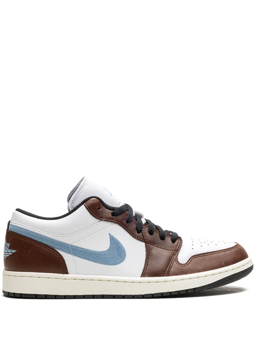 Air Jordan 1 Low Se Pacific Moss Sneakers — White/Brown/Light Blue — Size US M 11.5 - US W 13 — Front View