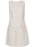 Reformation Citron Linen Dress — Beige/ White — Size XS — Front View