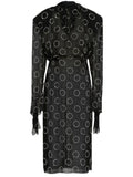 Prada Crystal Embellished Georgette Midi Dress — Black/ Red — Size S — Front View