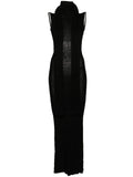 Aya Muse Elara Gown — Black — Size XS — Front View