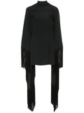 Taller Marmo Del Mar Fringed Mini Dress — Black — Size XS — Front View