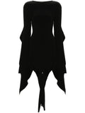 Mugler Asymmetric Mini Dress — Black — Size XS — Front View