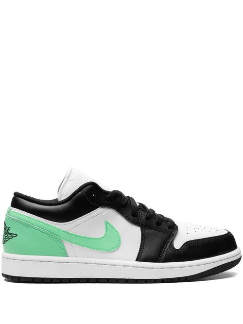 Air Jordan 1 Low Green Glow Sneakers — Black/White/Green — Size US M 11.5 - US W 13 — Front View