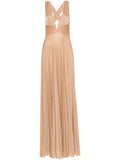 Nissa Glittery Plisse Effect Gown — Red/ Gold — Size XS — Front View