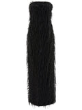 Ferragamo Fringes Maxi Dress — Black — Size XS — Front View