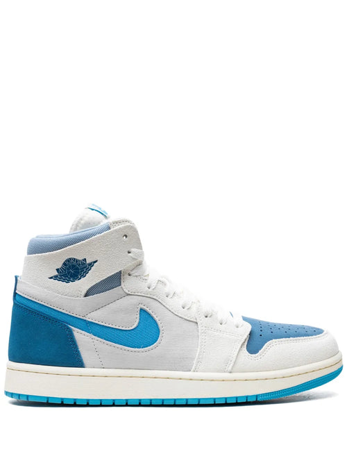Air Jordan 1 High Zoom Air Cmft 2 Dark Powder Blue Sneakers — White/Light Blue — Size US M 8.5 - US W 10 — Front View
