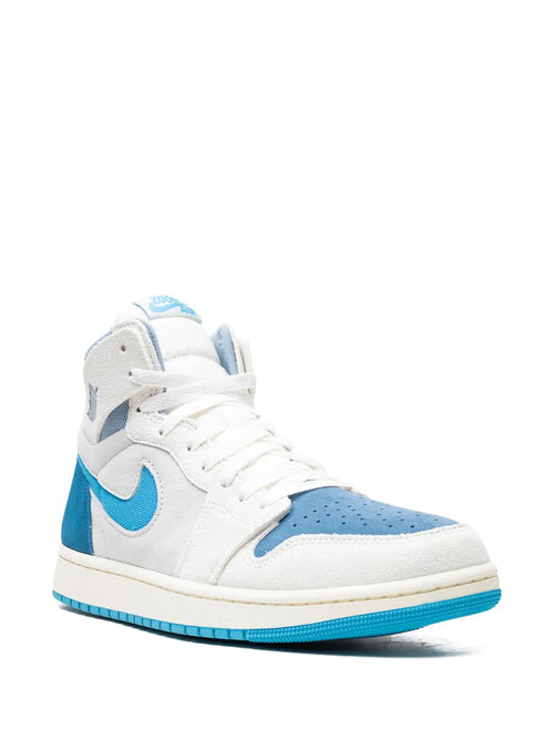 Air Jordan 1 High Zoom Air Cmft 2 Dark Powder Blue Sneakers — White/Light Blue — Size US M 8.5 - US W 10 — Side View