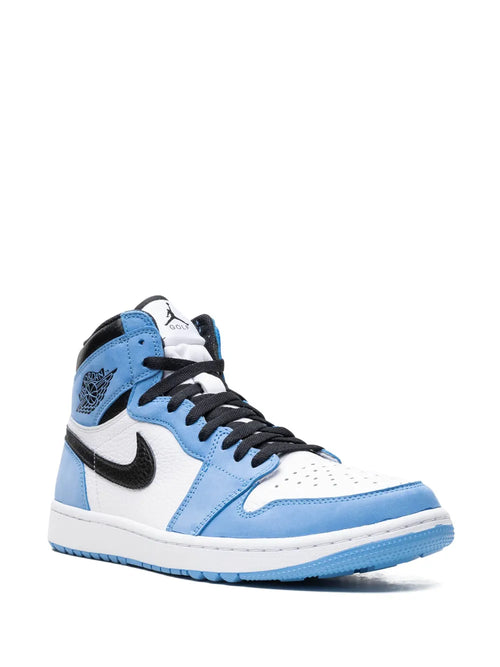 Air Jordan 1 High Golf University Blue Sneakers — Blue/White/Black — Size US M 6.5 - US W 8 — Side View