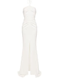 Maticevski Halterneck Maxi Dress — White/ Red — Size S — Front View