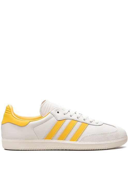adidas X Pharrell Williams Samba Bold Gold Sneakers — Gold-Tone/White — Size US M 10 - US W 11.5 — Front View