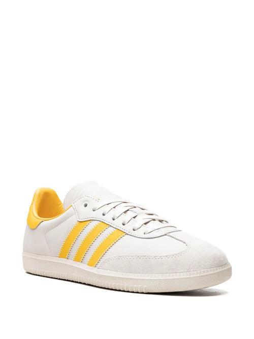 adidas X Pharrell Williams Samba Bold Gold Sneakers — Gold-Tone/White — Size US M 10 - US W 11.5 — Side View