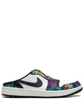 Air Jordan 1 Leather Mules — White/Multicolour — Size US M 11.5 - US W 13 — Front View
