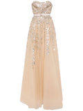 Saiid Kobeisy Sequin Embellished Tulle Gown — Beige — Size XS — Front View