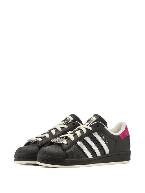 adidas X Teenage Mutant Ninja Turtles Superstar Shelltoe Shredder Sneakers — Black/Silver-Tone/Off-White — Size US M 9 - US W 10.5 — Side View