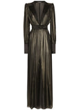 Dolce Gabbana Lurex Plunge Gown — Gold — Size XS — Front View