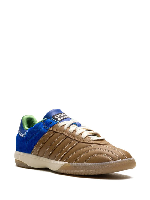 adidas X Wales Bonner Samba Millennium Pony Nappa Sneakers — Tobacco Brown/Royal Blue — Size US M 9 - US W 10.5 — Side View