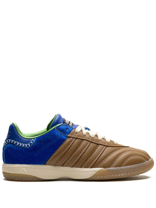 adidas X Wales Bonner Samba Millennium Pony Nappa Sneakers — Tobacco Brown/Royal Blue — Size US M 9 - US W 10.5 — Front View