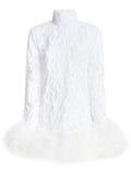 Taller Marmo Gina Gina Gina Feather Trim Minidress — White — Size XS — Front View