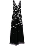 Saiid Kobeisy Bead Embellished Tulle Gown — Black/ Red — Size XS — Front View